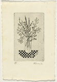Artist: Cameron, Diana. | Title: (Vase of flowers). | Date: 1984, July | Technique: aquatint and etching, printed in black ink, from one plate