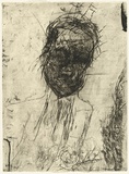 Artist: PARR, Mike | Title: Untitled self-portraits 9. | Date: 1990 | Technique: drypoint, printed in black ink, from one copper plate