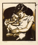 Artist: Hawkins, Weaver. | Title: The apple. | Date: c.1928 | Technique: woodcut, printed in colour, from multiple blocks | Copyright: The Estate of H.F Weaver Hawkins