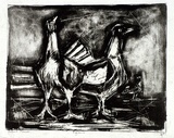 Artist: Grieve, Robert. | Title: Pigeons | Date: 1957 | Technique: lithograph, printed in black ink, from one stone