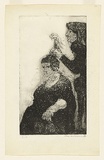 Artist: WILLIAMS, Fred | Title: The haircut | Date: 1955-56 | Technique: etching, aquatint, drypoint, foul biting, printed in black ink, from one zinc plate; pen and ink | Copyright: © Fred Williams Estate