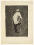 Artist: WILLIAMS, Fred | Title: One legged man | Date: 1954-55 | Technique: etching, deep etch, engraving and aquatint, printed in black ink, from one zinc plate | Copyright: © Fred Williams Estate