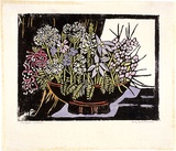Artist: PRESTON, Margaret | Title: The bowl | Date: c.1935 | Technique: woodcut, printed in black ink, from one block; hand-coloured | Copyright: © Margaret Preston. Licensed by VISCOPY, Australia
