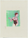 Artist: Johnson, Tim. | Title: Girl with shoe. | Date: 1979 | Technique: screenprint, printed in colour, from multiple stencils | Copyright: © Tim Johnson
