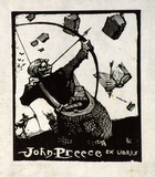 Artist: LINDSAY, Lionel | Title: Book plate: John Preece | Date: 1928 | Technique: wood-engraving, printed in black ink, from one block | Copyright: Courtesy of the National Library of Australia