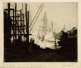 Artist: Bull, Norma C. | Title: The Port. | Date: c.1934 | Technique: etching, printed in black ink with plate-tone, from one plate