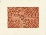Artist: Petyarre, Greeny Purvis. | Title: not titled | Date: 2001 | Technique: etching, printed in ochre ink, from one plate