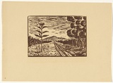 Artist: Hirschfeld Mack, Ludwig. | Title: not titled [Road to the You Yangs]. | Date: c.1943 | Technique: woodcut, printed in colour, from multiple blocks