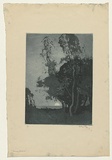 Artist: LONG, Sydney | Title: Moonrise pastoral | Date: 1918 | Technique: aquatint, printed in sepia ink, from one copper plate | Copyright: Reproduced with the kind permission of the Ophthalmic Research Institute of Australia