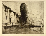 Artist: LONG, Sydney | Title: Strand on the green No.3 | Date: 1923 | Technique: line-etching, drypoint, printed in black ink from one copper plate | Copyright: Reproduced with the kind permission of the Ophthalmic Research Institute of Australia