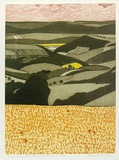 Artist: Brunsdon, John. | Title: View from black mountains. | Date: 1988 | Technique: aquatint, printed in colour; hand-coloured