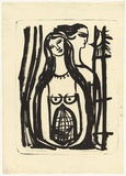 Artist: HANRAHAN, Barbara | Title: Lovers with a birdcage | Date: 1960 | Technique: lithograph, printed in black ink, from one stone