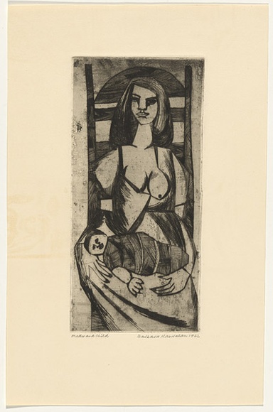 Artist: HANRAHAN, Barbara | Title: Mother and child [1]. | Date: 1962 | Technique: etching and aquatint, printed in black ink, from one plate