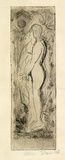 Artist: David, Allen. | Title: (Standing nude). | Date: (1955) | Technique: etching, printed in brown ink with plate-tone, from one plate