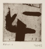 Artist: Danaher, Suzanne. | Title: not titled [abstract forms - cross and stroke] | Date: 1993 | Technique: etching, printed in black ink, from one plate