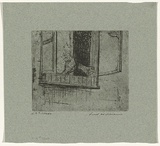 Artist: WILLIAMS, Fred | Title: Feeding the pigeon | Date: 1955-56 | Technique: etching, aquatint, rough biting, engraving, drypoint, printed in black ink, from one zinc plate | Copyright: © Fred Williams Estate