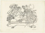 Artist: BOYD, Arthur | Title: Reclining figure with sun and flying lion. | Date: (1968-69) | Technique: etching, printed in black ink, from one plate | Copyright: Reproduced with permission of Bundanon Trust