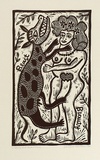 Artist: HANRAHAN, Barbara | Title: Beauty and beast. | Date: 1989 | Technique: linocut, printed in black ink, from one block