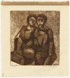 Artist: WILLIAMS, Fred | Title: Sisters | Date: 1961-62 | Technique: etching, deep etch, aquatint, engraving, drypoint, printed in sepia ink, from one copper plate | Copyright: © Fred Williams Estate