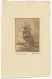 Artist: Banks, John. | Title: Ship. | Date: c.1930 | Technique: aquatint, printed in brown ink, from one plate