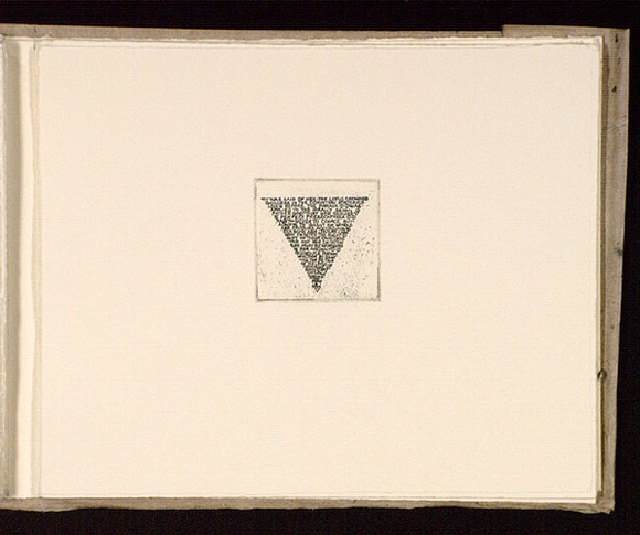 Artist: Mann, Gillian. | Title: (Triangle containing text). | Date: 1981 | Technique: etching, printed in black ink, from one plate