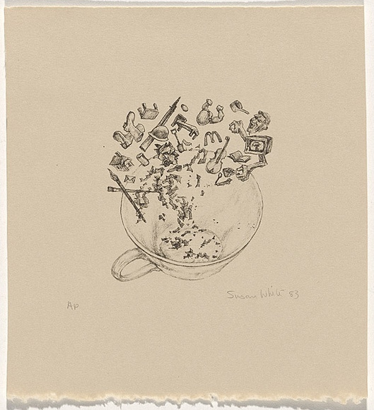 Artist: White, Susan Dorothea. | Title: Storm in a tea-cup | Date: 1983 | Technique: lithograph, printed in black ink, from one stone [or plate]