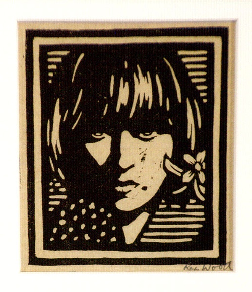 Artist: WOOD, Rex | Title: (Face of a girl) | Date: c.1934 | Technique: linocut, printed in black ink, from one block Artist: WOOD, Rex | Title: (Face of a girl) | Date: c.1934 | Technique: linocut, printed in black ink, from one block