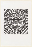 Artist: JOSHUA, Alan | Title: Sunrise at Ngukurr | Date: c.2001 | Technique: linocut, printed in black ink, from one block