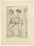 Artist: WILLIAMS, Fred | Title: Chorus girls | Date: 1955-56 | Technique: etching, aquatint and drypoint, printed in black ink, from one zinc plate | Copyright: © Fred Williams Estate