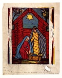 Artist: Aldor, Christine. | Title: Holy family. | Date: c.1953 | Technique: linocut, printed in colour, from multiple blocks