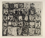 Artist: Halpern, Stacha. | Title: not titled [Series of 35 faces] | Date: c.1963 | Technique: etching, printed in black ink, from one plate