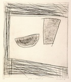 Artist: Lincoln, Kevin. | Title: Vase and fruit 4 | Date: 1980 | Technique: drypoint, printed in black ink, from one plate | Copyright: © Kevin Lincoln. Licensed by VISCOPY, Australia