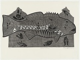 Artist: NONA, Laurie | Title: Aputhathew Ngurpai (Parental teachings) | Date: 2000 | Technique: linocut, printed in black ink, from one block