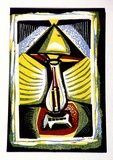 Artist: Barwell, Geoff. | Title: (The lamp). | Date: (1955) | Technique: linocut, printed in colour, from four blocks