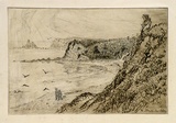 Artist: Bull, Norma C. | Title: (Coastal landscape). | Date: 1930 | Technique: etching, printed in black ink, from one plate; pencil additions
