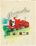Artist: WORSTEAD, Paul | Title: Magnetics - 'Death from above' | Date: 1983 | Technique: screenprint, printed in black ink, from one stencil; hand-coloured | Copyright: This work appears on screen courtesy of the artist