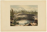 Artist: Angas, George French. | Title: The Devil's Punch Bowl, Mt Gambier. | Date: 1846-47 | Technique: lithograph, printed in colour, from multiple stones; varnish highlights by brush