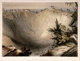Artist: Angas, George French. | Title: Crater of Mount Schanck. | Date: 1846-47 | Technique: lithograph, printed in colour, from multiple stones; varnish highlights by brush