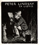Artist: LINDSAY, Lionel | Title: Book plate: Peter Lindsay | Date: 1923 | Technique: wood-engraving, printed in black ink, from one block | Copyright: Courtesy of the National Library of Australia
