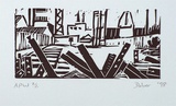 Artist: Dober, Mark. | Title: East swanston dock | Date: 1998 | Technique: linocut, printed in black ink, from one block
