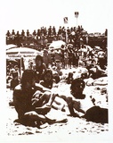 Artist: Robinson, Sally. | Title: (Study for beach scene) | Date: 1976 | Technique: photo-screenprint, printed in brown ink, from one stencil | Copyright: Represented by Robin Gibson, Sydney, AGOG in Canberra & Editions Gallery, Melbourne