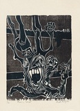 Artist: MEYER, Bill | Title: Falling shayd | Date: 1969 | Technique: woodcut, printed in two colours, from reduction block process | Copyright: © Bill Meyer