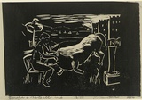 Artist: ROSENGRAVE, Harry | Title: Europa and the bull | Date: 1954 | Technique: linocut, printed in black ink, from one block