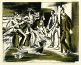 Artist: Brash, Barbara. | Title: (Washing the deck). | Date: 1950s | Technique: lithograph, printed in colour, from two plates