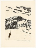 Artist: ROSE, David | Title: Landscape with kookaburra feather | Date: 1978 | Technique: aquatint and etching, printed in black ink, from one plate