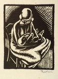 Artist: Hawkins, Weaver. | Title: (Nursing mother) | Date: c.1927 | Technique: woodcut, printed in black ink, from one block | Copyright: The Estate of H.F Weaver Hawkins