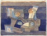 Artist: Hirschfeld Mack, Ludwig. | Title: (Abstract with hook) [recto]; (Study for 'Abstract with hook') [verso] | Date: 1959 | Technique: transfer print; watercolour addition (recto)