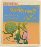 Title: Dance-Settlement-Hotspurs. | Date: 1977 | Technique: screenprint, printed in colour, from five stencils, | Copyright: © Marie McMahon. Licensed by VISCOPY, Australia
