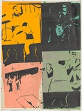 Artist: Johnson, Tim. | Title: Four Bands | Date: 1979 | Technique: screenprint, printed in colour, from multiple stencils | Copyright: © Tim Johnson