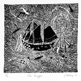 Artist: JENUARRIE | Title: The lugger | Date: 1986 | Technique: linocut, printed in black ink, from one block